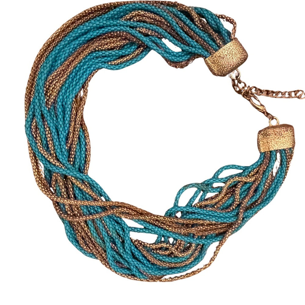 Elegant Gold and Teal Necklace